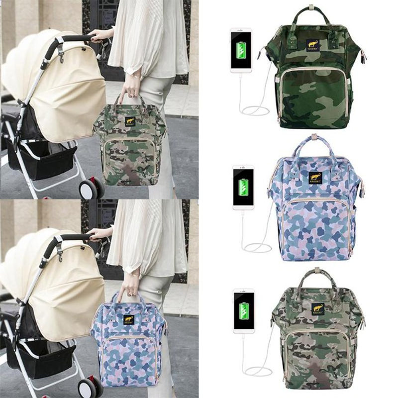 Mochila de fraldas extra grande camuflada para o pai