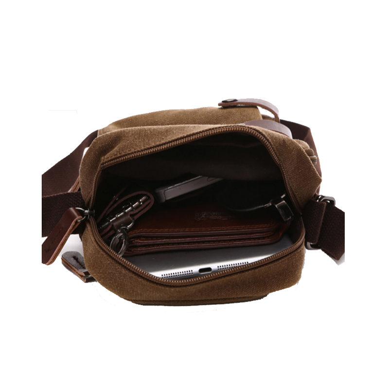 Bolsa de ombro masculina pequena mensageiro de lona