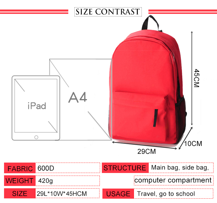 Mochila personalizada de viagem de nylon 600D para viagens ao ar livre