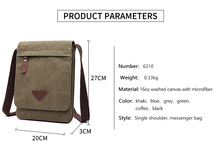 Men Sling 16oz Messenger Canvas Sacos com logotipo