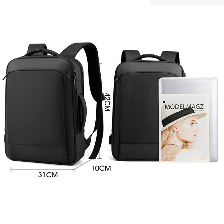 Mochila para laptop de negócios à prova d'água oxford usb expansível