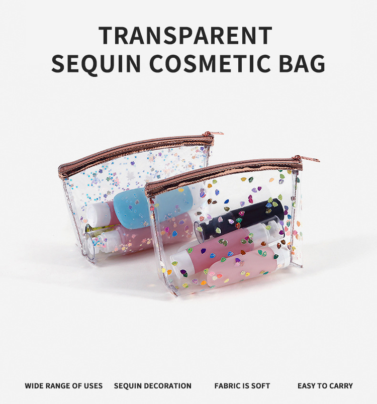 Saco cosmético com zíper em pvc bolsa de lavagem à prova d'água transparente