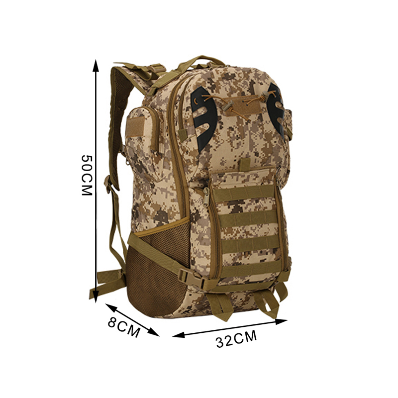 Mochila tática militar molle para caminhadas ao ar livre à prova d'água 45L