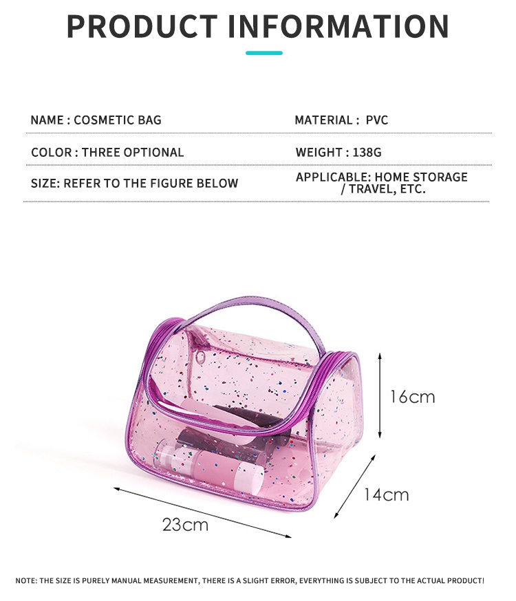 Saco de cosméticos de viagem de PVC transparente portátil personalizado