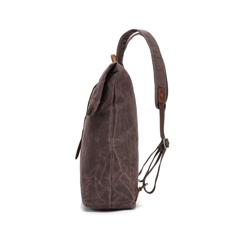 Mochila Khaki Canvas encerada com zíper