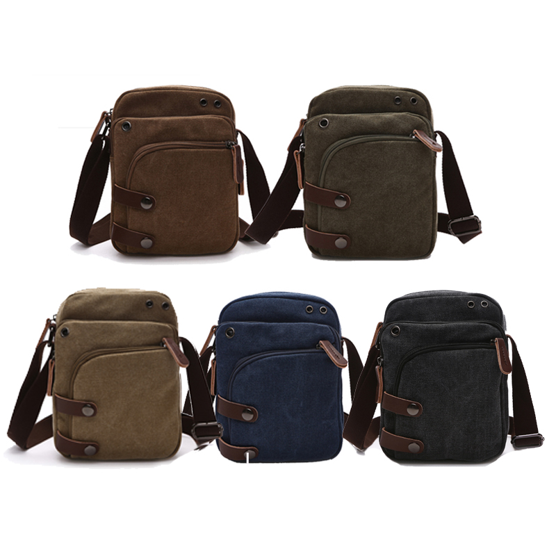 Bolsa de ombro masculina pequena mensageiro de lona