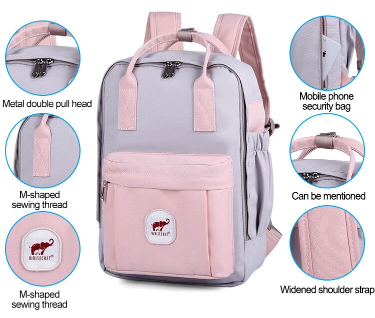 Mochila de estudante com câmera de nylon para laptop escolar de viagem personalizada