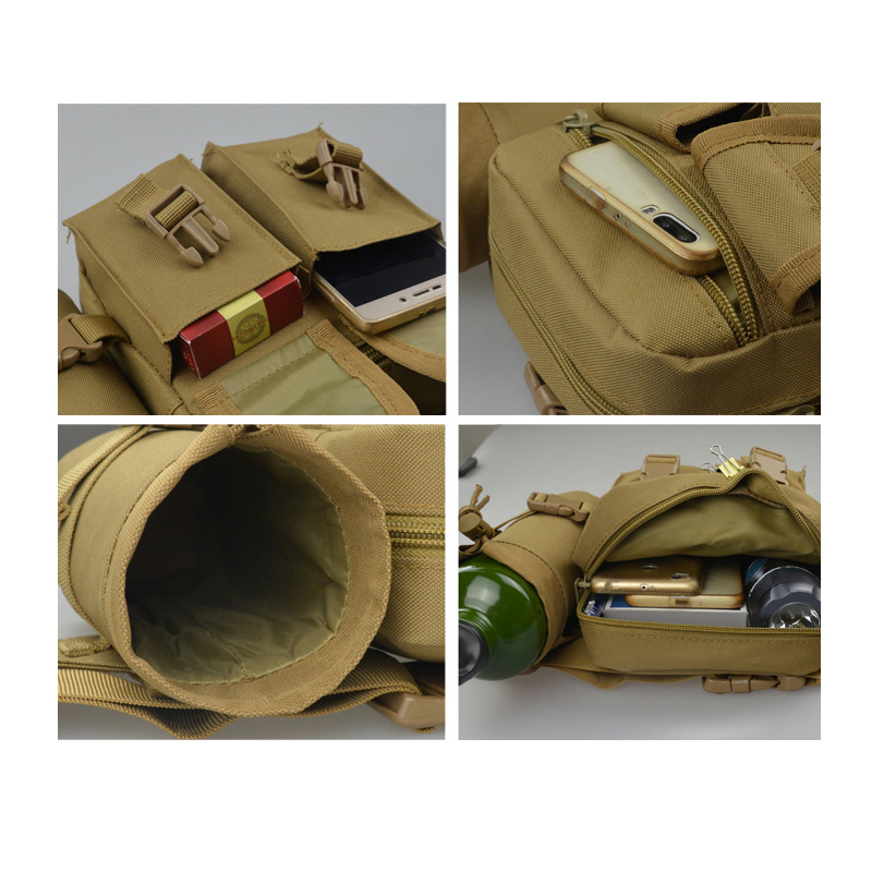 Bolsa de ombro militar com suporte para garrafa de água