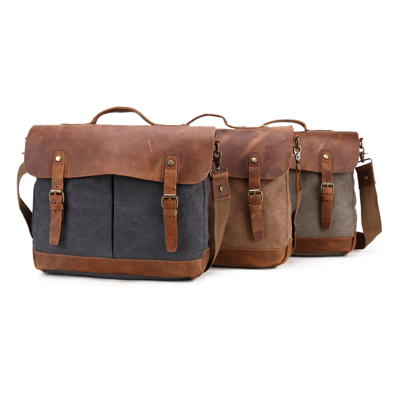 bolsa crossbody de lona multifuncional mens de couro bolsa mensageiro