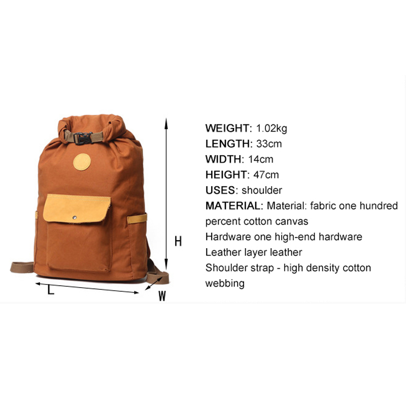 Mochila unissex, mochila feminina de algodão, bolsa de lona, ​​mochilas