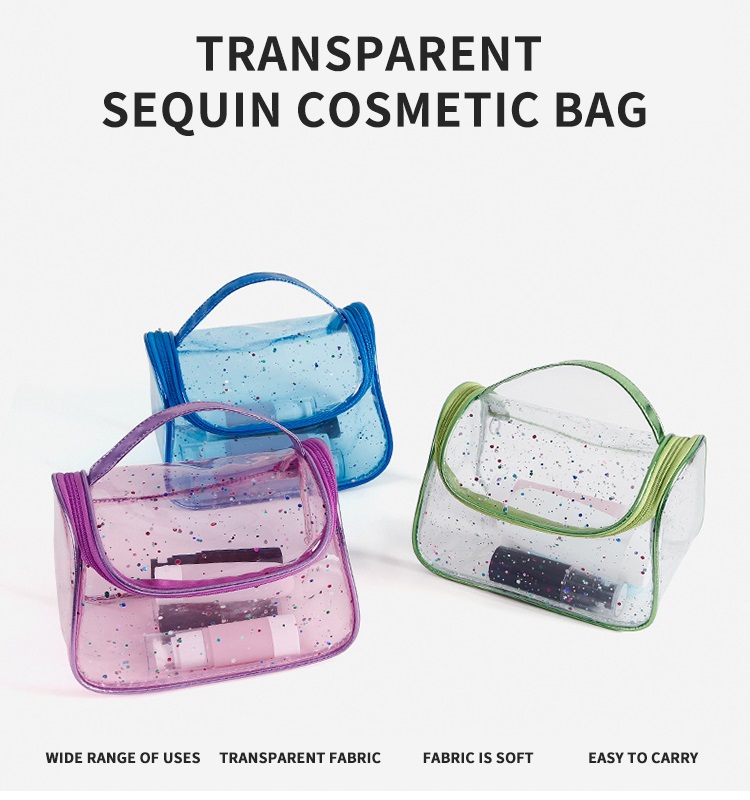 Saco de cosméticos de viagem de PVC transparente portátil personalizado