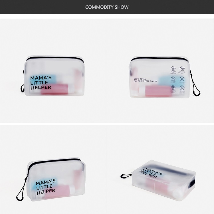 Bolsa de maquiagem cosmética transparente personalizada para viagem com serigrafia