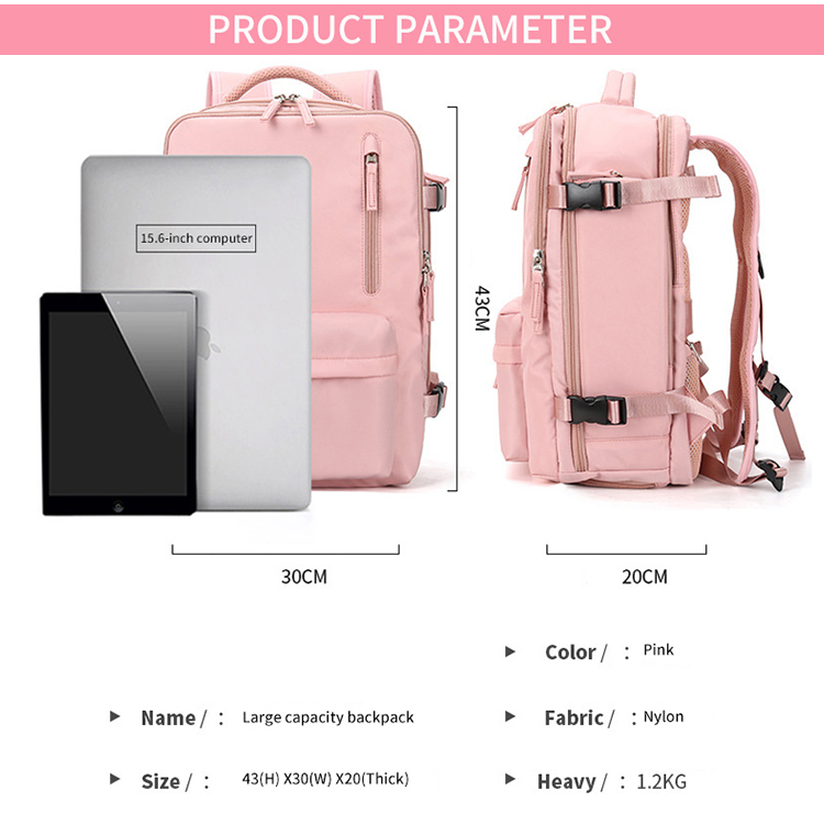 Nylon Multi-Pocket Laptop Mulheres Backpack USB Bolsa personalizada 