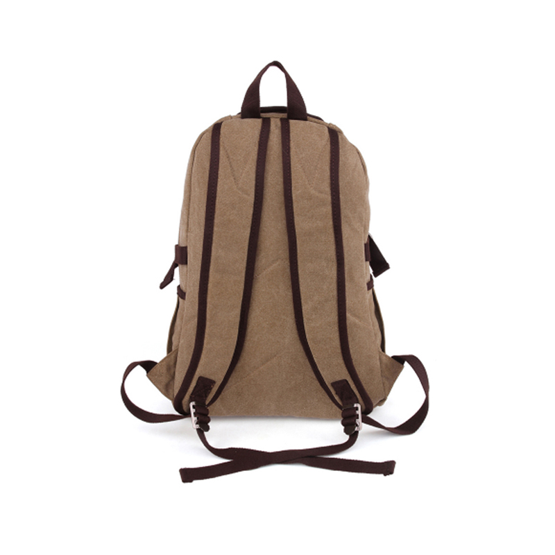 mochila de lona de café durável com zíper