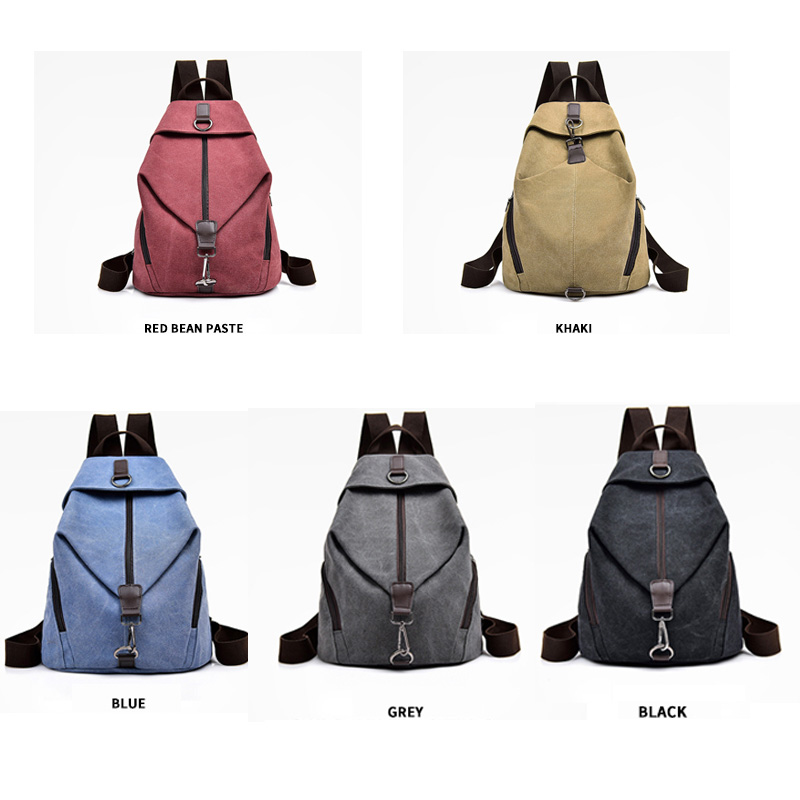 Mochila feminina de lona vintage casual escolar simples