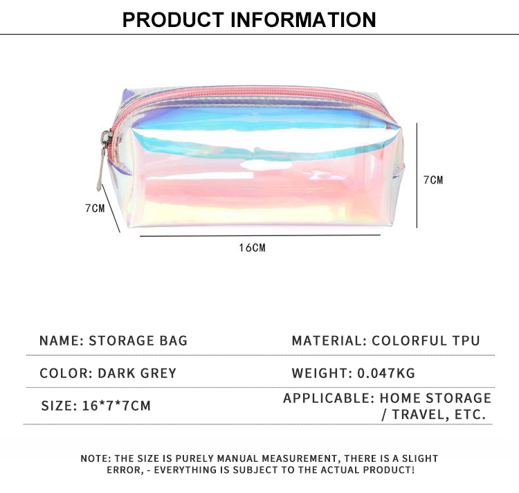 Bolsa de Higiene Holográfica Colorida TPU Impermeável Transparente Armazenamento