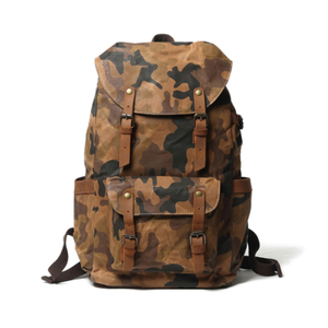 mochila escolar de lona encerada de camuflagem impermeável