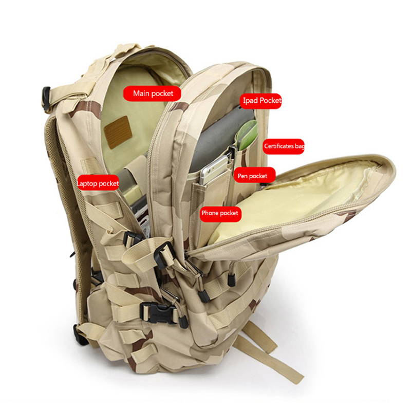 Mochila tática militar de assalto de montanhismo de camuflagem grande