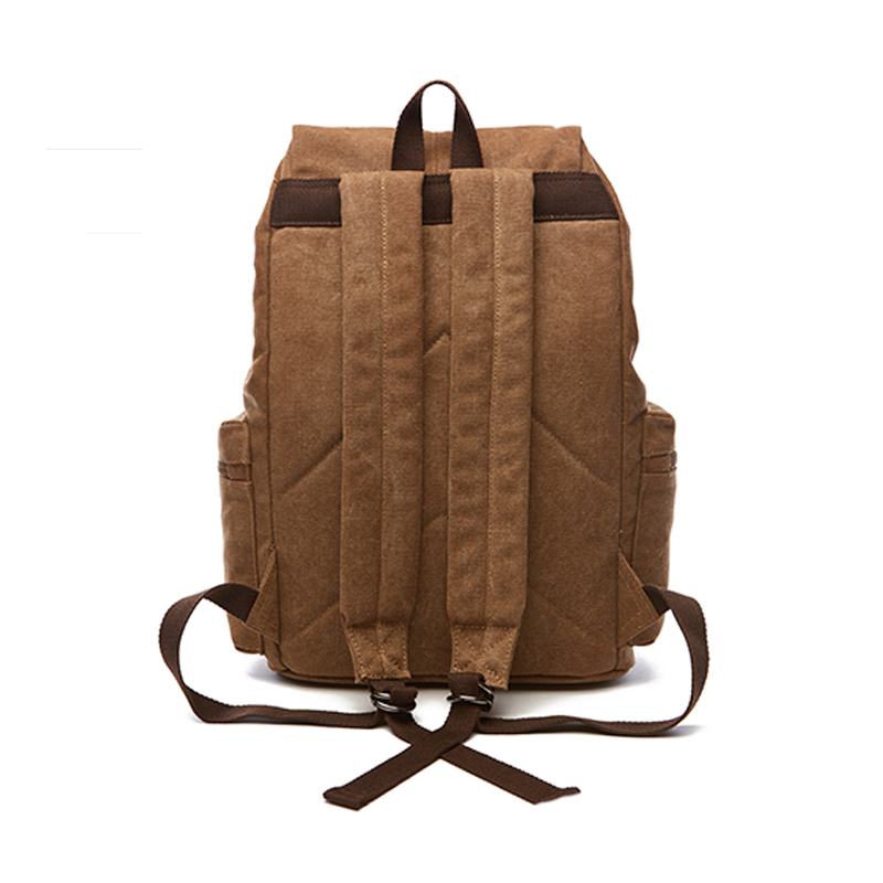 Mochila de lona cáqui masculina com zíper