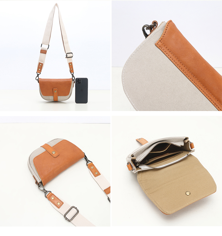 Bolsa tiracolo crossbody para compras em couro de lona