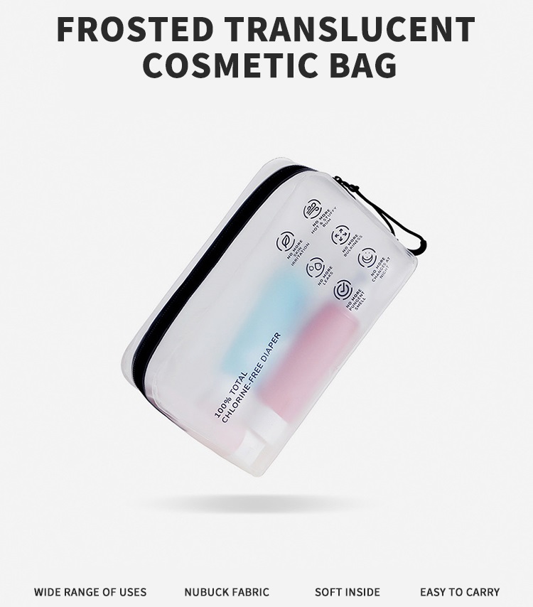 Bolsa de maquiagem cosmética transparente personalizada para viagem com serigrafia