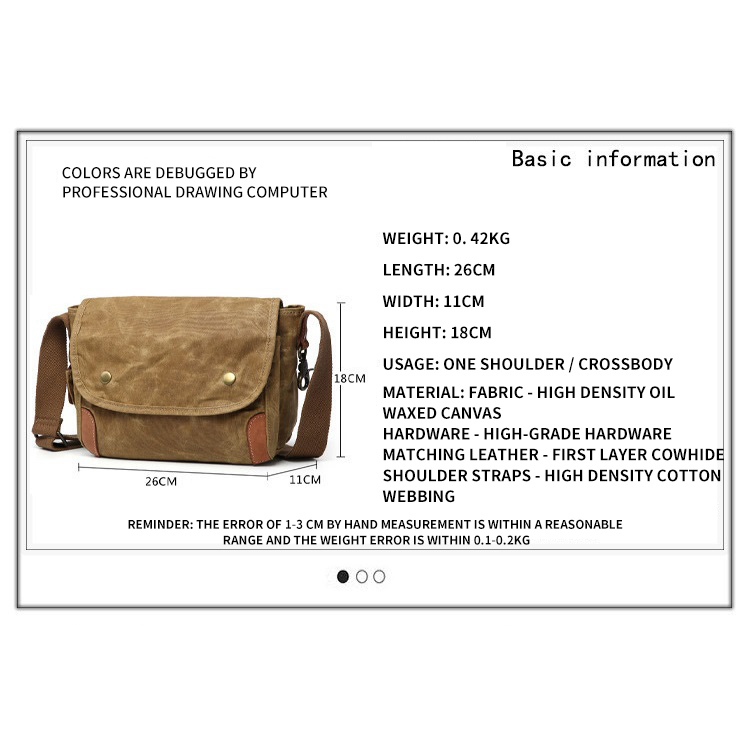 Mensageiro impermeável Crossbody Satchel Sling Saco de lona encerada