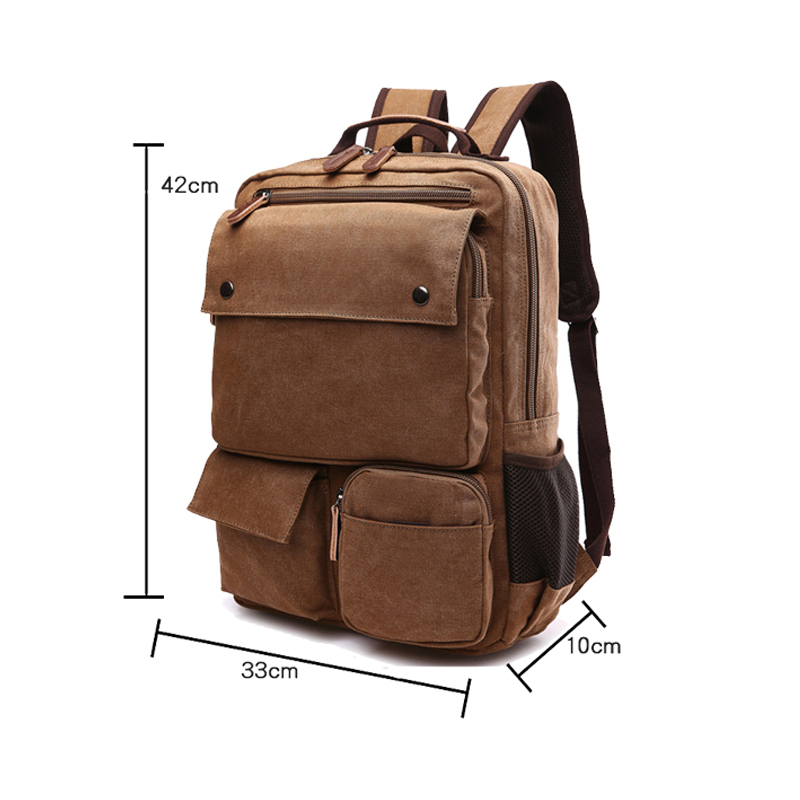 Mochila de lona masculina cinza com zíper