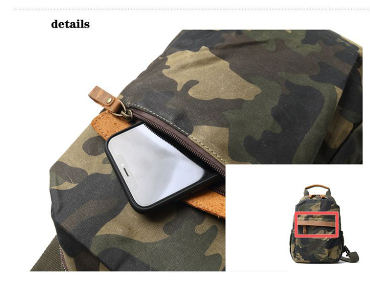 Bolsa de peito masculina de camuflagem de couro de lona ao ar livre de um ombro