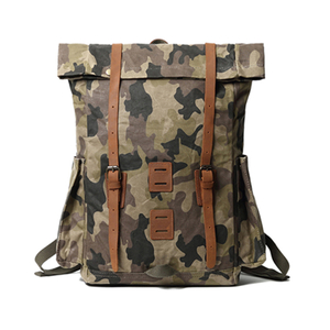 mochila de couro camuflado bolsa de lona encerada para homens