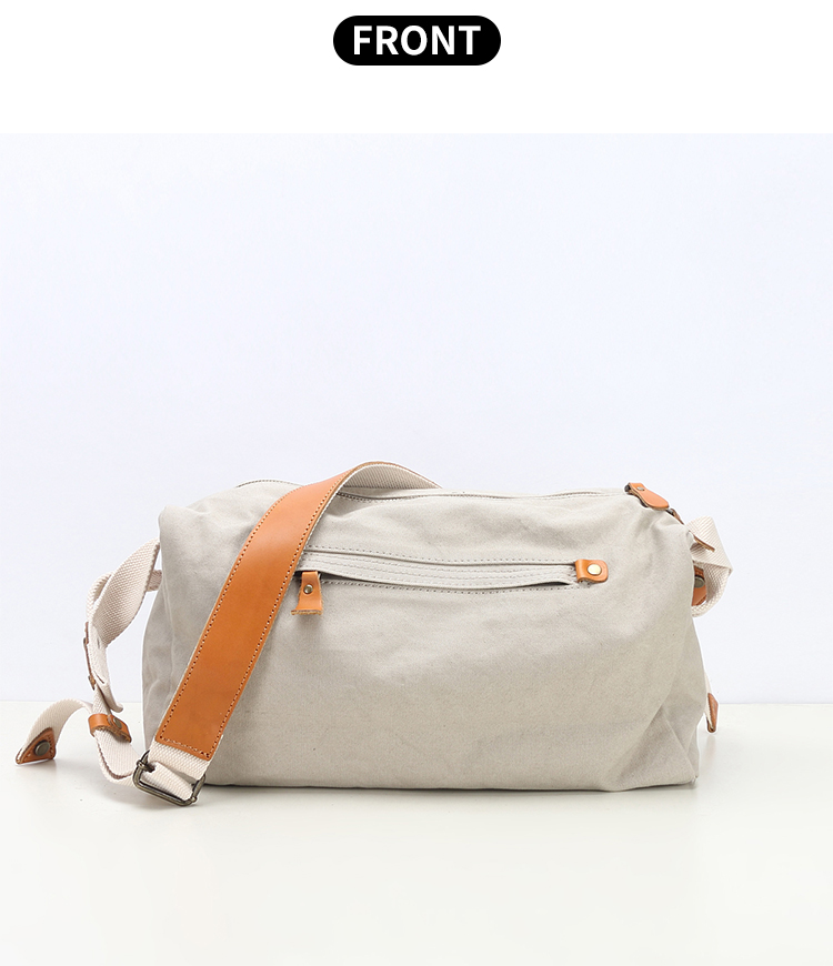 Bolsa de ombro transversal masculina tipo sling de lona de algodão